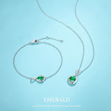 "Infinite Embrace" May Birthstone Emerald Stone Infinity Symbol Sterling Silver Bracelet