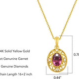 "Carolyn" Red Garnet 14K Yellow Gold Necklace