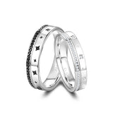 FANCIME "Starlit Affection" Couples Promise Sterling Silver Rings