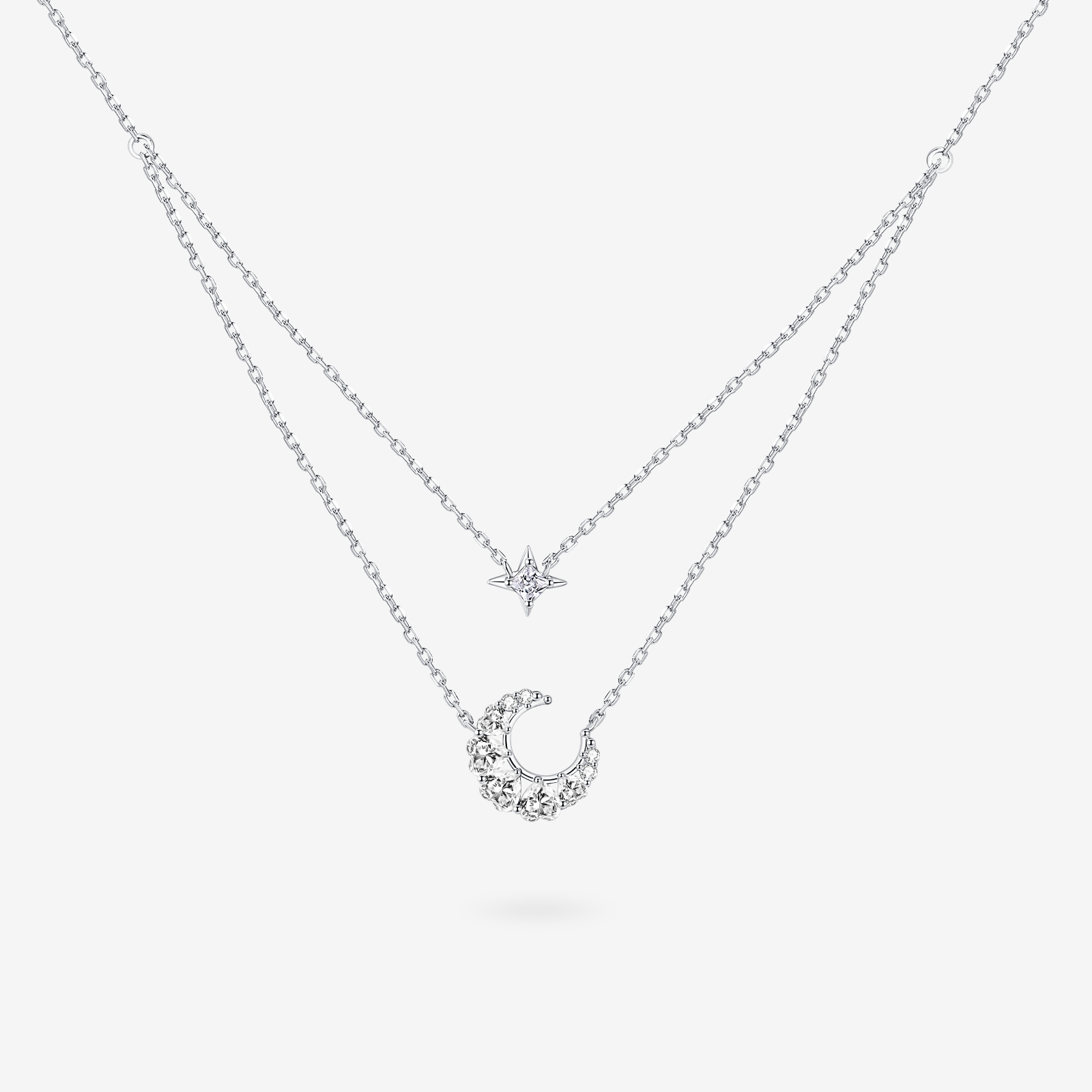 Fanci "Dazzling Dream" Crescent Moon Star Sterling Silver Necklace Main