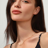 FANCIME Double Circles 14K Solid Gold Necklace