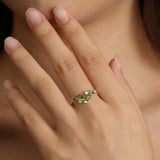 “Wisteria Whisper” Flower Peridot Silver Ring