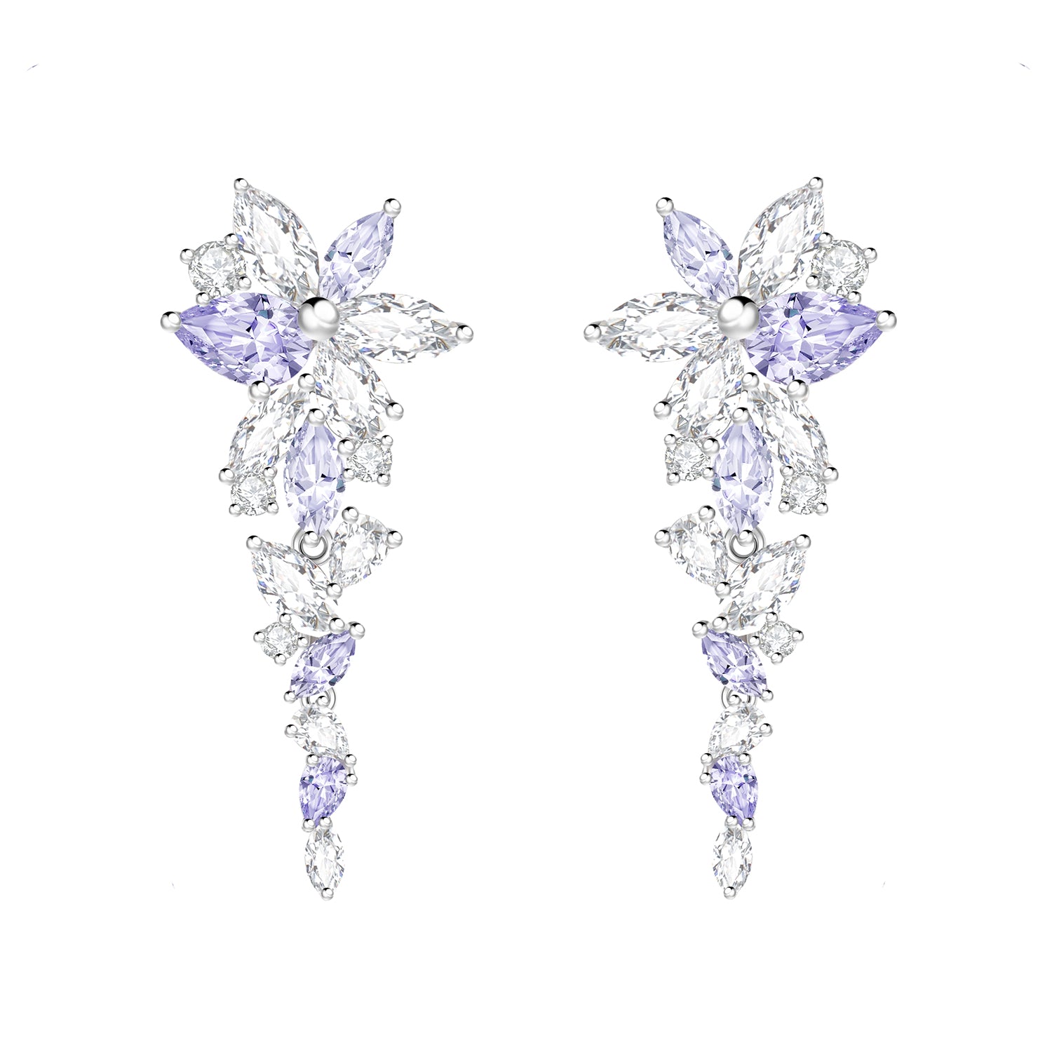 FANCIME "Wisteria Bouquet" Sterling Silver Petal Cluster Drop Stud Earrings