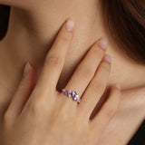 “Wisteria Whisper” Flower Pink Tourmaline Silver Ring