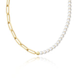 FANCIME “Elysian Elegance” Sterling Silver Shell Bead Chain Necklace