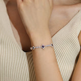 FANCIME "Square Sparkle" June Birthstone Sterling Silver Tennis Bracelets