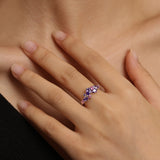 “Wisteria Whisper” Flower Amethyst Silver Ring