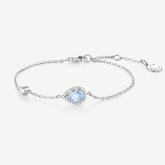 Ocean Eye Birthstone Silver Bracelet in Aquamarine