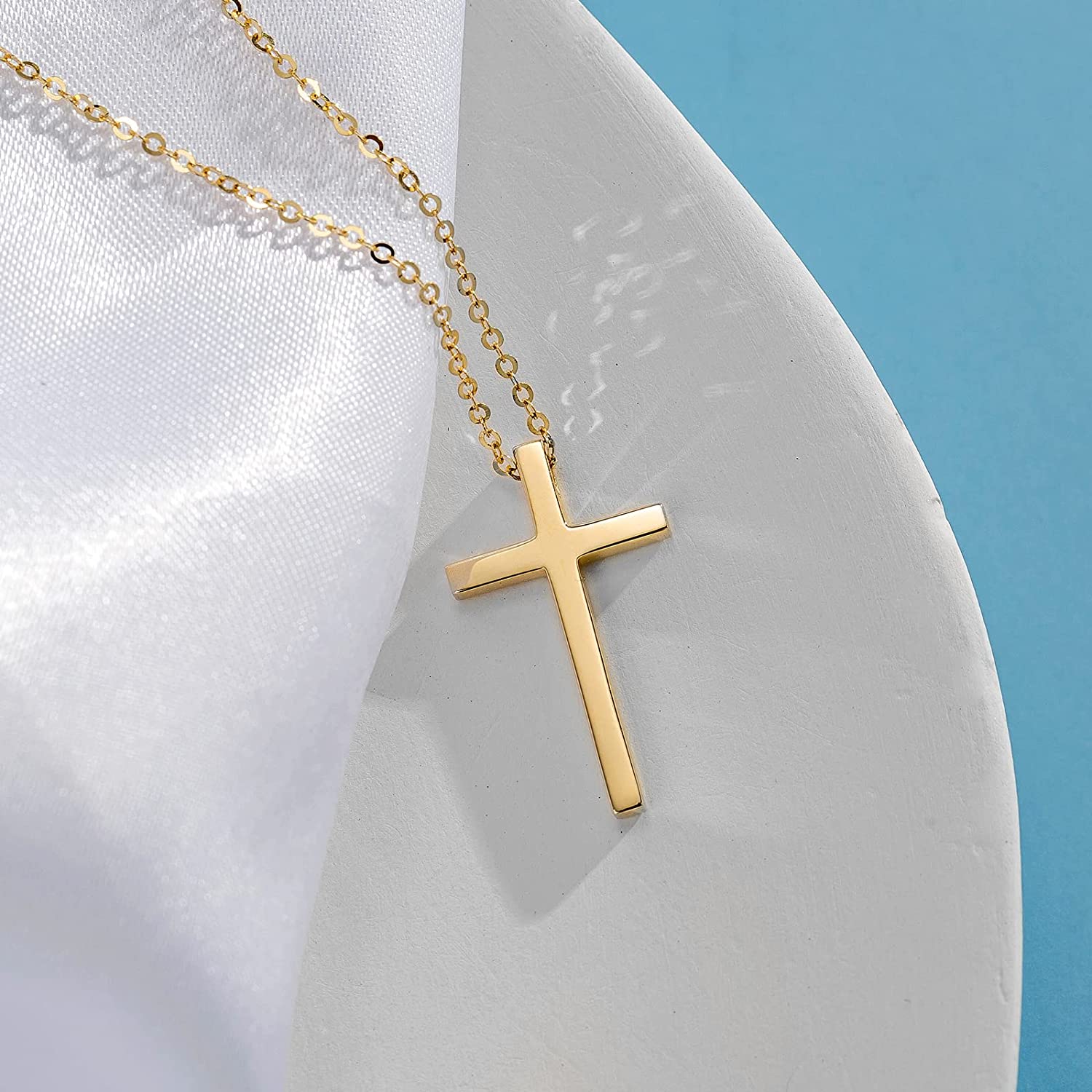 Fanci "Committed Faith" Cross 14K Yellow Gold Necklace Back