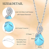 FANCIME "Timeless Heart " Turquoise December Gemstone Sterling Silver Necklace
