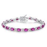 "Glamour Radiance" October Birthstone Fancy Cut Tennis Tourmaline Sterling Silver Bracelet