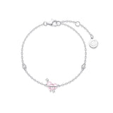 FANCIME "Heartstrings" Pink Heart Orb Sterling Silver Bracelet