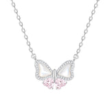 FANCIME “Pearl Kiss“ Butterfly Bow Sterling Silver Necklace