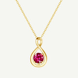 "Infinite Embrace" July Birthstone Ruby Stone Infinity Symbol Sterling Silver Pendant Necklace