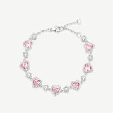 FANCIME "Ms Charming" Halo Heart Sterling Silver Tennis Bracelet