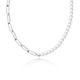 FANCIME “Elysian Elegance” Sterling Silver Shell Bead Chain Necklace