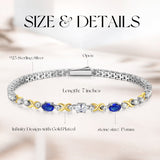 FANCIME "Eternal Duo" September Birthstone Sapphire Sterling Silver Tennis Bracelets