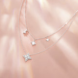 FANCIME "Starlit Melody" Two Layer Sterling Silver Necklace