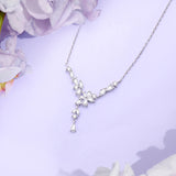 FANCIME “Wisteria Reverie” Flower Drop Sterling Silver Y Necklace