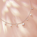 FANCIME "Starlit Dream" Sparkling Sterling Silver Drop Necklace