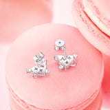 FANCIME "Heartstrings" Pink Heart Orb Sterling Silver Stud Earrings
