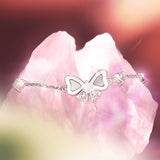 FANCIME “Pearl Kiss“ Butterfly Bow Sterling Silver Bracelet