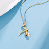 14K Yellow Gold Dragonfly Pendant Necklace with Diamonds