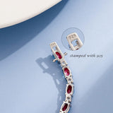 "Glamour Radiance" January Birthstone Fancy Cut Tennis Garnet Sterling Silver Bracelet