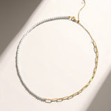 FANCIME “Elysian Elegance” Sterling Silver Shell Bead Chain Necklace