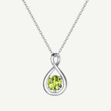 "Infinite Embrace" August Birthstone Peridot Stone Infinity Symbol Sterling Silver Pendant Necklace