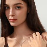 FANCIME "Committed Faith" Cross 14K Yellow Gold Necklace