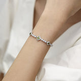 FANCIME "Square Sparkle" August Birthstone Peridot Sterling Silver Tennis Bracelets