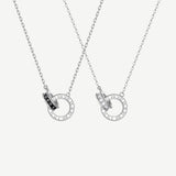 FANCIME "Roman Time" Interlocking Circle Couples Sterling Silver Necklace