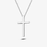 FANCIME Large Polishing Cross Sterling Silver Mens Necklace