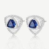 Trinity Textured Silver Earrings in Created Sapphire