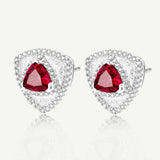 Trinity Textured Silver Earrings in Created Ruby