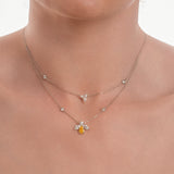 "Honey Talk" Honey Bee Two Layer Double Sterling Silver Necklace