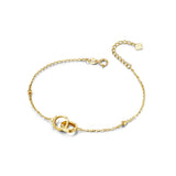 FANCIME Round Interlocking Love Friendship 14k Solid Yellow Gold Bracelet