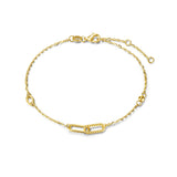 FANCIME Paper Cilp Interlocking Love Friendship 14k Solid Yellow Gold Bracelet