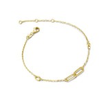 FANCIME Paper Cilp Interlocking Love Friendship 14k Solid Yellow Gold Bracelet