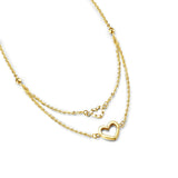 FANCIME "Double Love" Two Layers Heart 14K Solid Yellow Gold Necklace