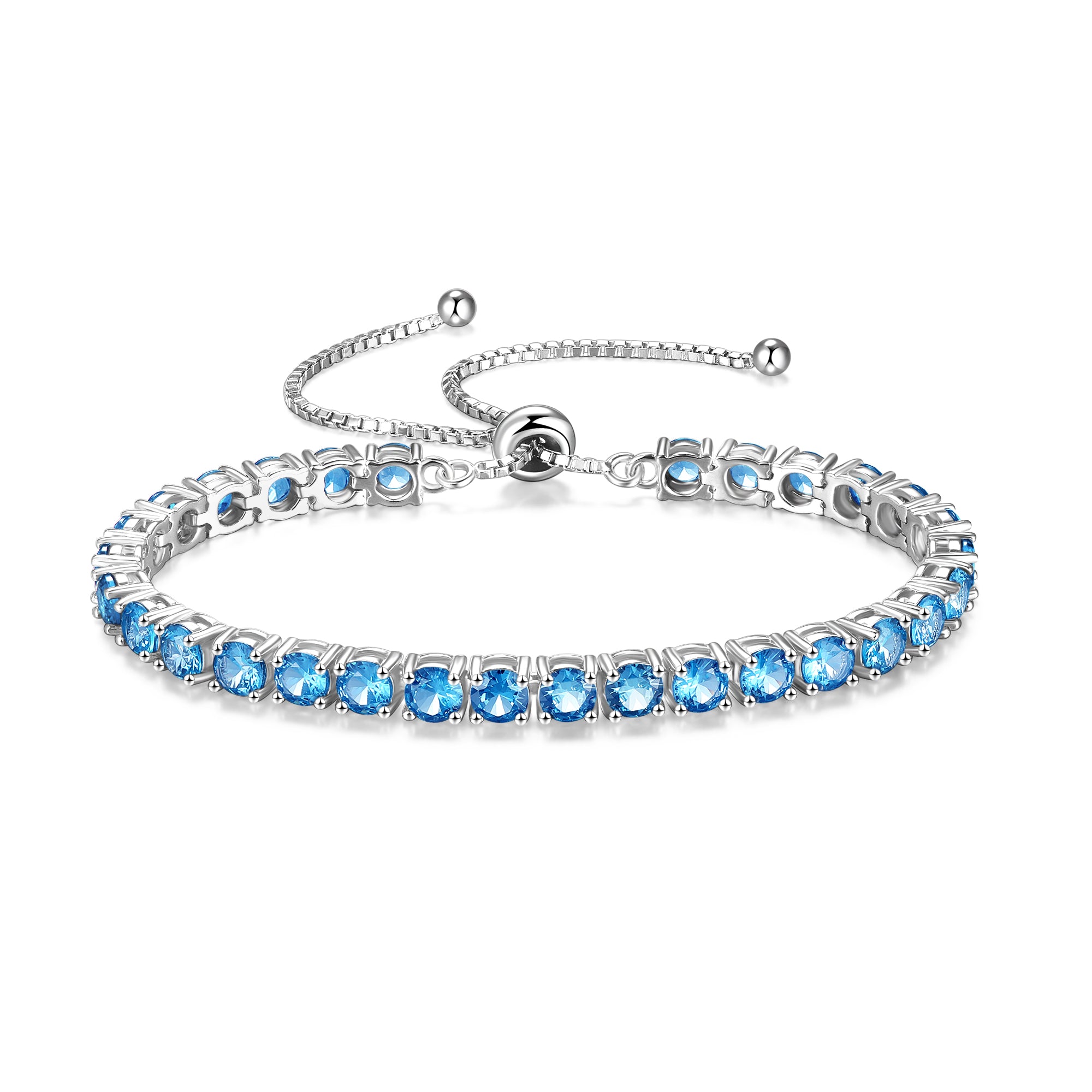 "Eternal Elegance" December Birthstone Topaz Sterling Silver Tennis Bracelet Classic Bolo Chain