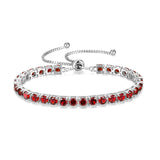 "Eternal Elegance" January Birthstone Garnet Sterling Silver Tennis Bracelet Classic Bolo Chain