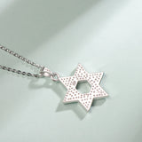 FANCIME "Opal Star of Heritage" Star Of David Sterling Silver Necklace