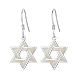 FANCIME "Opal Star of Heritage" Opal Drop Hoop Sterling Silver earrings