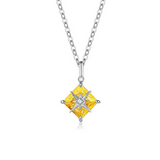 FANCIME "Princess Dream" Yellow Citrine November Square Gemstone Sterling Silver Necklace