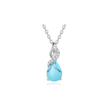 FANCIME "Timeless Heart " Turquoise December Gemstone Sterling Silver Necklace
