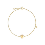 FANCIME "Lucky Clover" Floral 18K Yellow Gold Charm Bracelet