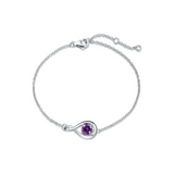 "Infinite Embrace" February Birthstone Amethyst Infinity Symbol Sterling Silver Bracelet