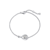 "Infinite Embrace" April Birthstone Cubic Zirconia Stone Infinity Symbol Sterling Silver Bracelet